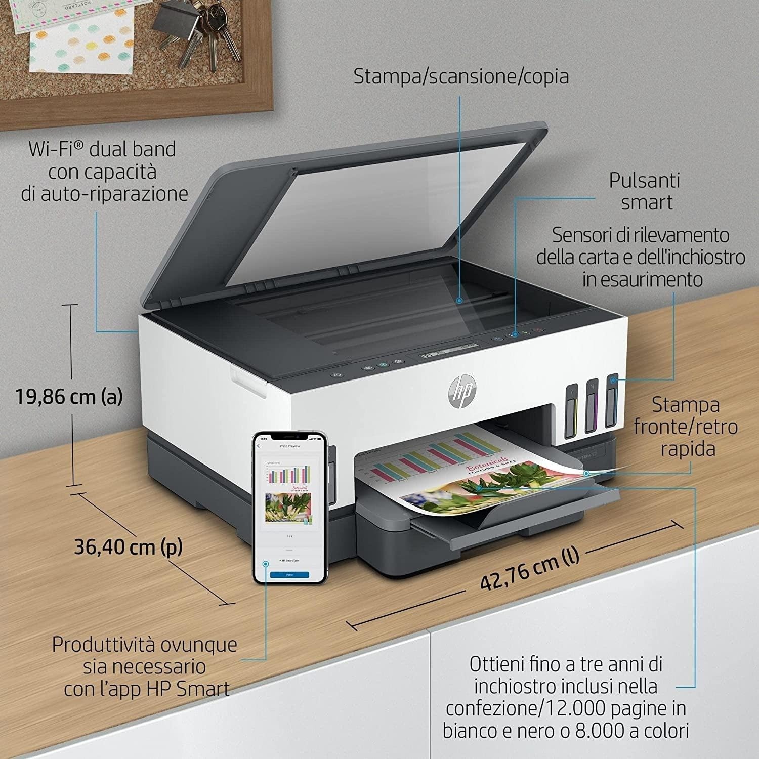 HP Smart Tank Plus 7005 AiO Stampante Serbatoio Ricaricabile Multifunzione a Colori Wi-Fi Fronte e Retro Automatica Bianca