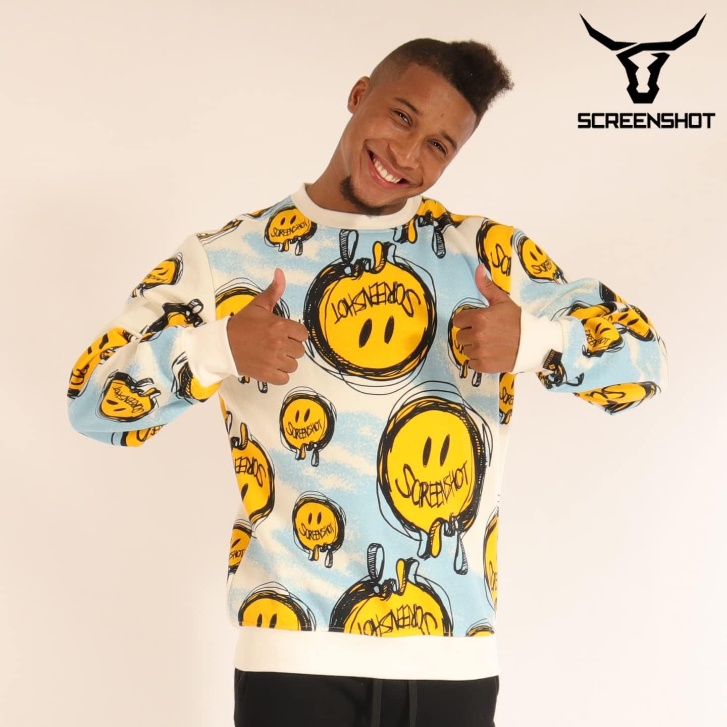 SCREENSHOT Mens Urban NYC Graffiti Hip Hop Fleece Pullover Active Fashion Crew Neck Sweatshirt Top - Image 5