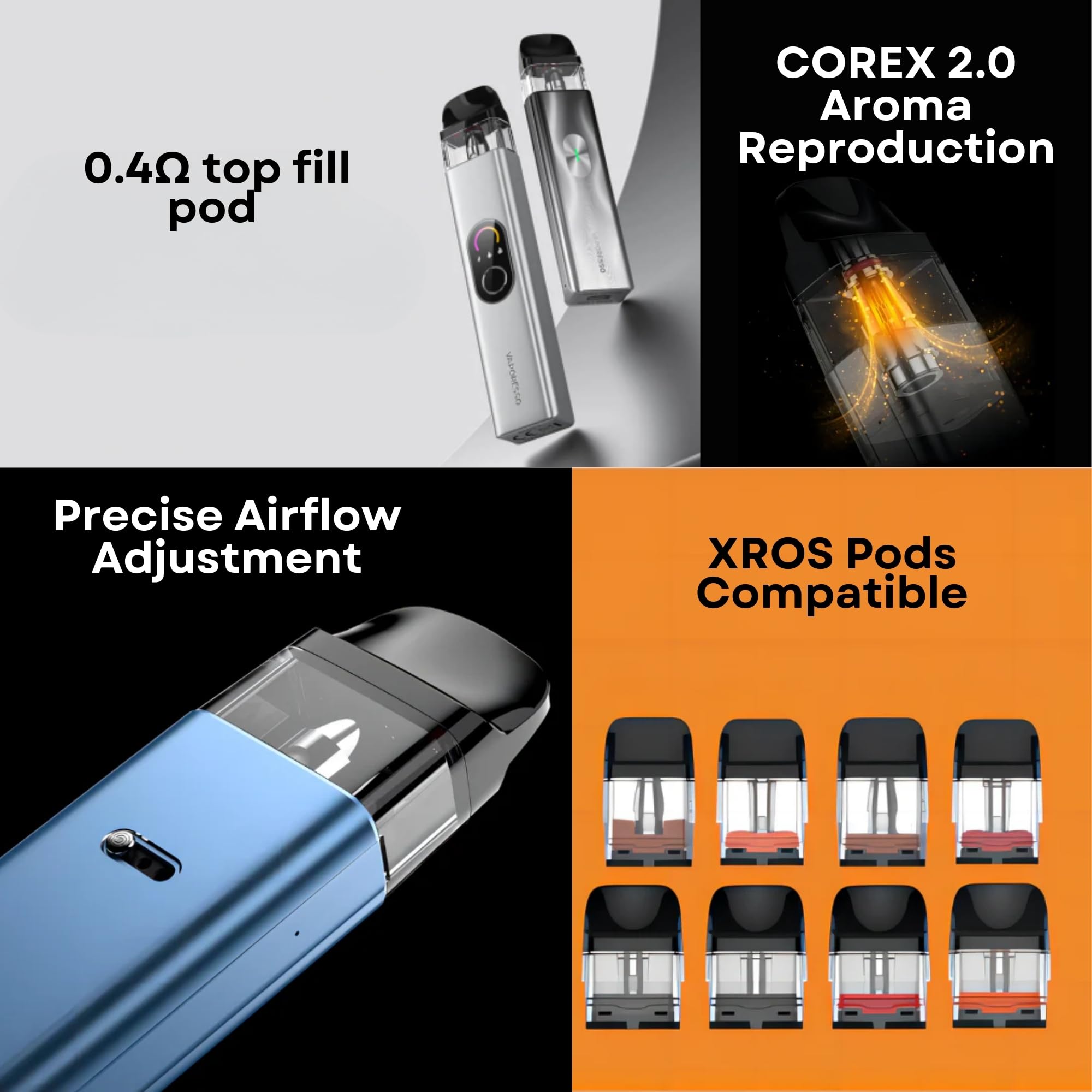 Vaporesso XROS 4 Mini Vape Kit - Long Lasting 1000mAh Battery, MTL & RDTL  Vaping, 16W, Fast Charging, Button & Inhale Activated, No Nicotine [Ice  Green]: Amazon.co.uk: Electronics & Photo