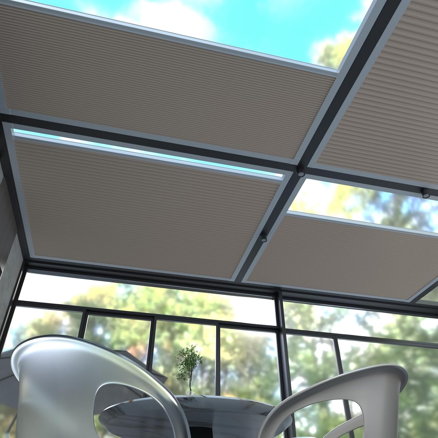 MYshade Custom Cordless Skylight Shades,100% Blackout Cellular Honeycomb Blinds for Roof Inclined Plane and Room Windows - UV Protection, Energy-Efficient, Easy Install (Nonwoven Fabric-Gray)