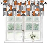 Vista 61 de Cenefa de cocina para ventanas, Día de la Independencia, pentagrama, textura de arpillera a cuadros, semitransparente, con bolsillo para barra