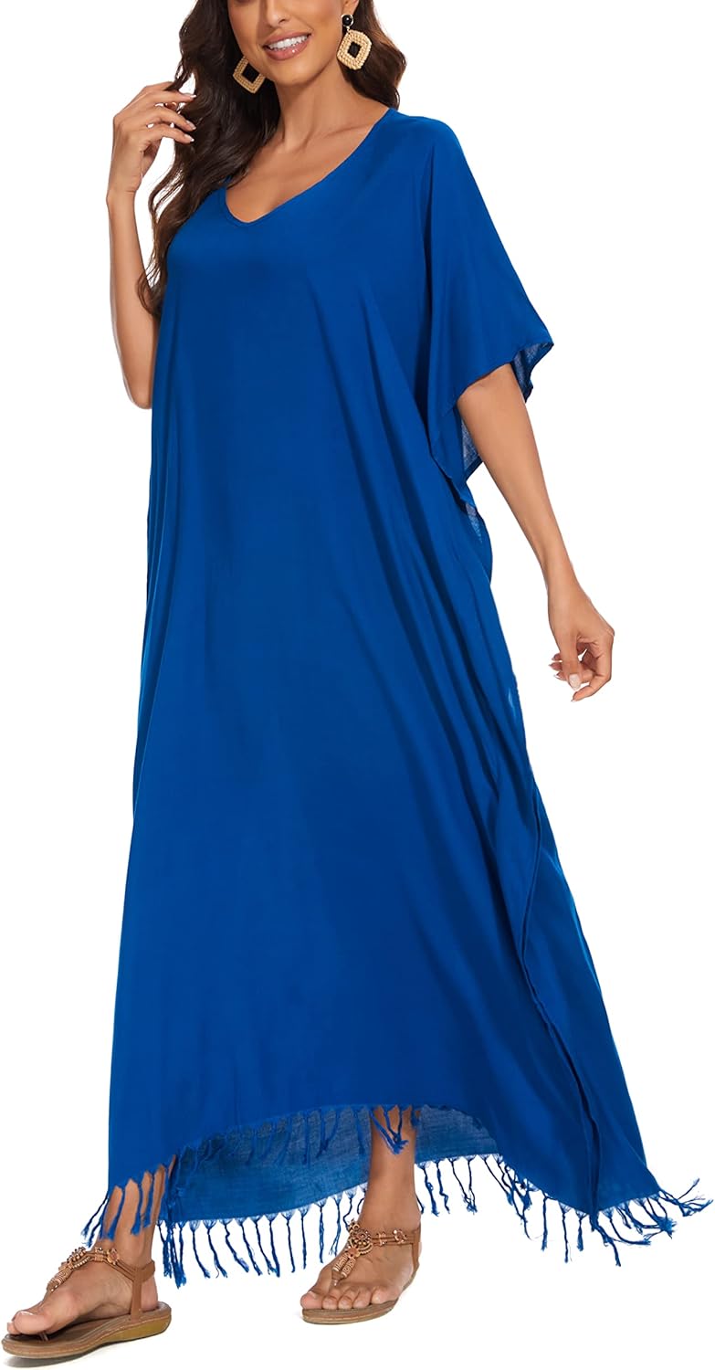 Beautybatik Women Solid Caftan Kaftan Loungewear Maxi Plus Size Long Loose Dress XL to 4X