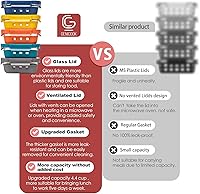 Vista 5 de GENICOOK Glass Food Storage Containers With Glass Lids Bento Box Set Lunch Box Eco Friendly Meal Prep Containers Airtight – Plastic Free, Silicon