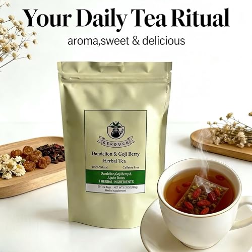 Miniatura 7 de Té de raíz de diente de león y bayas de Goji con dátiles de azufaifo, té de arándano de diente de león, 100% natural y puro de raíz de diente de