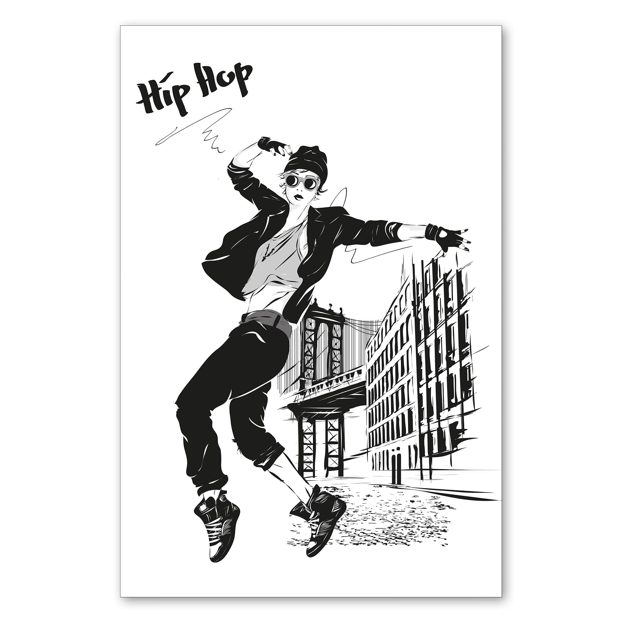 Postereck - 1012 - Poster hip hop, donna che balla musica New York USA - Stampa con Scritta, Decorazione da Parete, Quadri, Idea Regalo - Tela - 100,0 cm x 75,0 cm