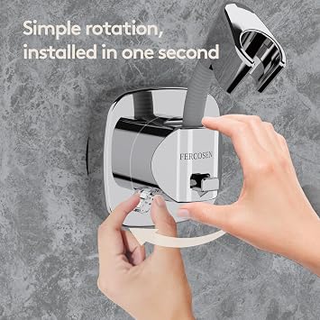 360° Swivel Shower Head Holder with Suction Cup | 10kg Load Capacity, Tool-Free Installation in Seconds | Removable and Rust-Resistant Shower Bracket with Storage Hook (Silver)