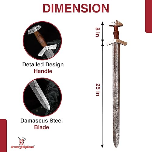 Miniatura 2 de Armory Replicas Colección de espadas de acero de Damasco vikingo y anglosajón de espada completa
