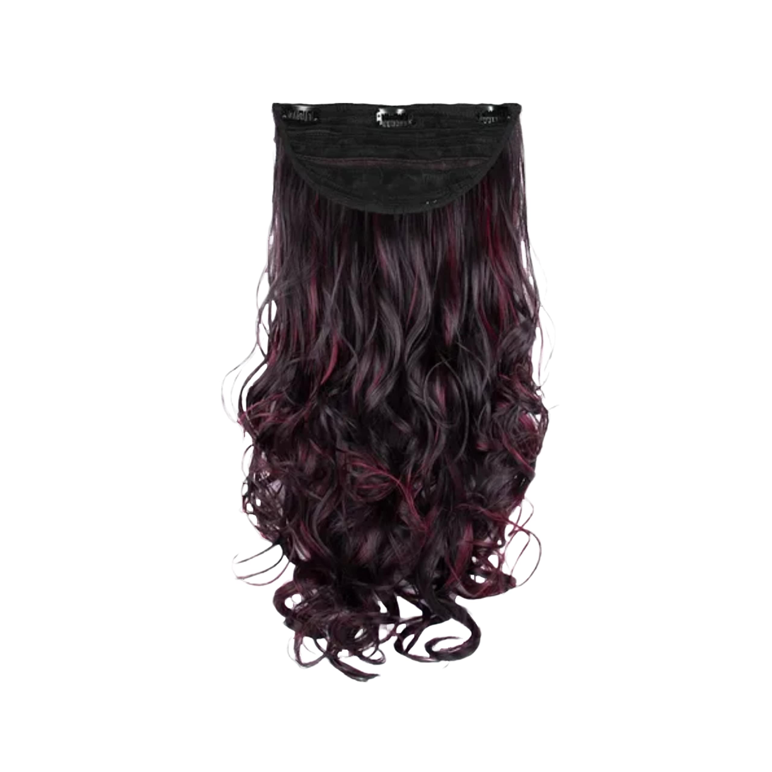 EUPHORIA Streak Clip-in 24" Natural Brown with Burgundy Highlights Hair Extensions for Women and Girls (1 Piece in Pack)-image-35