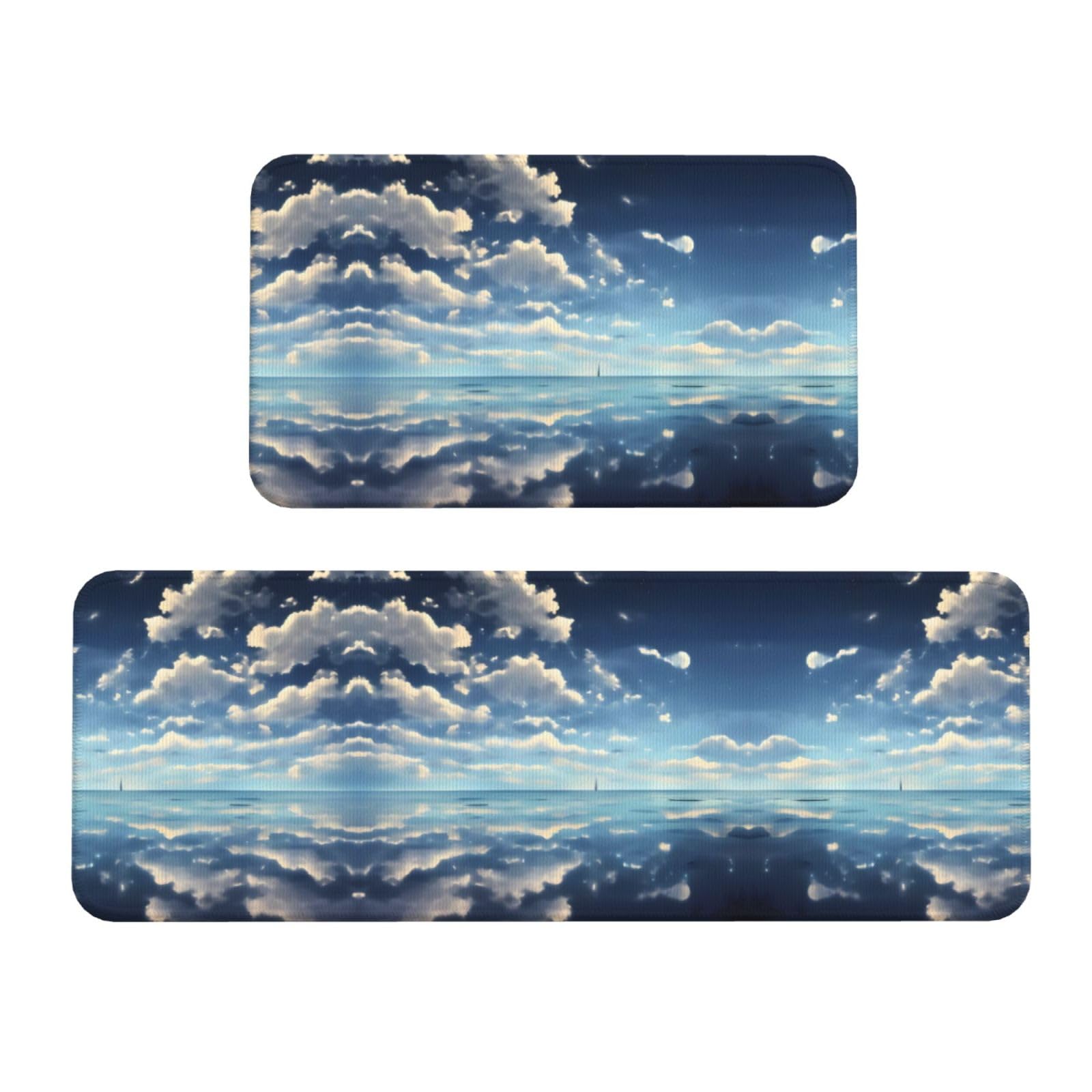 Alfombrillas de cocina lavandería y entrada con diseño de nubes sobre el mar, pack de 2
