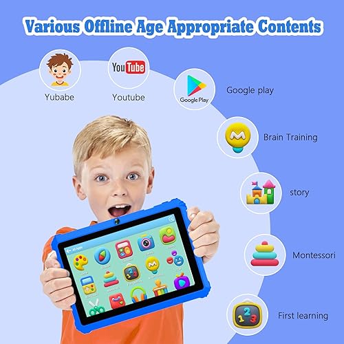 Miniatura 2 de Andoird - Tableta infantil de 7 pulgadas para niños de 3 a 7 años con estuche 32G tabletas para niños con controles parentales, tabletas Wifi de