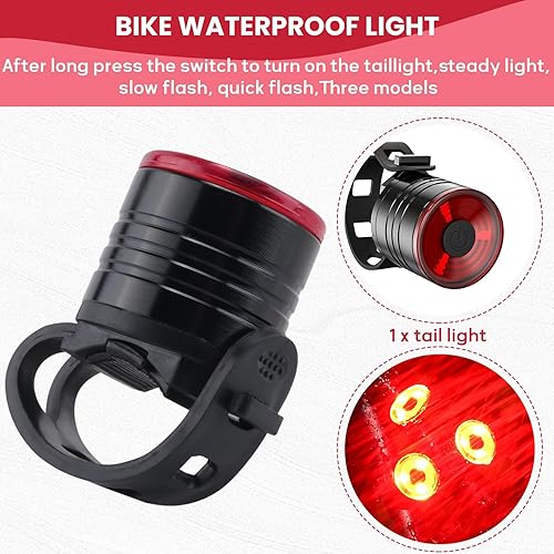 Miniatura 8 de Bike Lights Waterproof Flash Tail Light Bike Rear Tail Light Mountain Bike LED Headlight and Tail Light Red