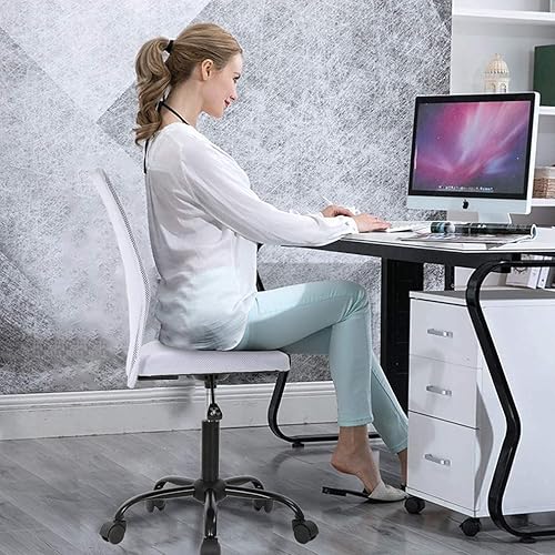 Silla de oficina en casa sin brazos silla de escritorio pequeña silla de malla de respaldo medio silla de computadora básica de altura ajustable