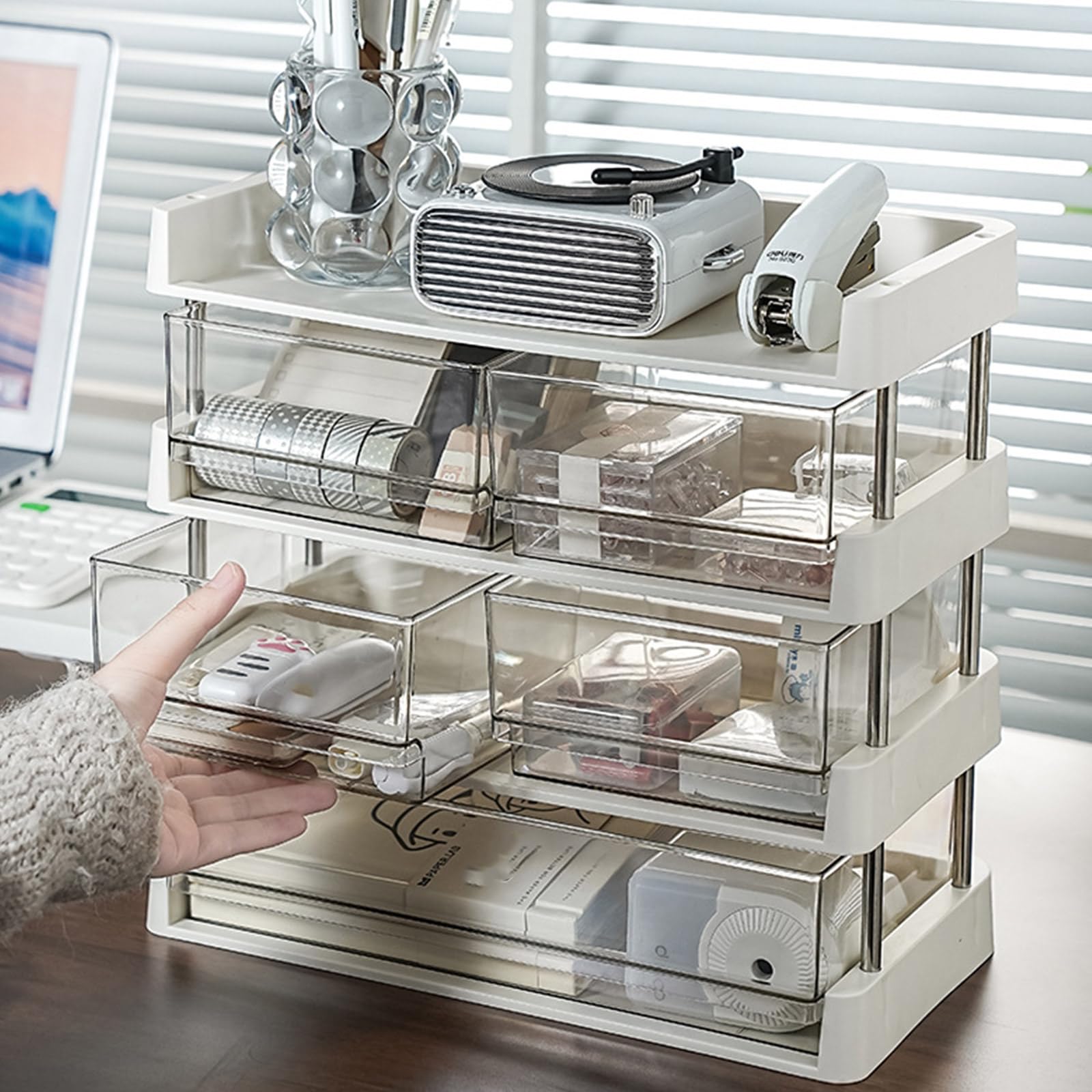 Scaffale portaoggetti funzionale modularizzato per bagno, cucina, libri, giocattoli, pratica struttura in plastica robusta, organizer multistrato