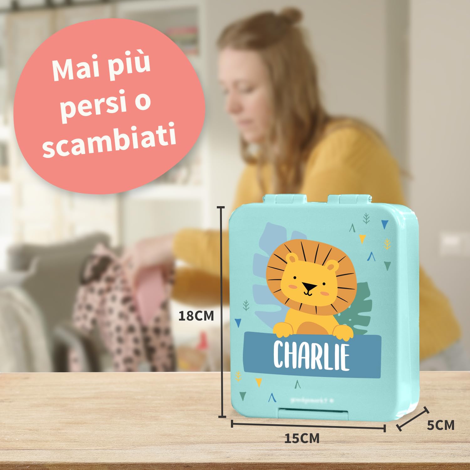 Stellasticker - Porta Pranzo Personalizzabile con tema a scelta. Ideale a scuola, in gita e in vacanza. Lavabile in lavastoviglie. Dimensioni: 18x15x5. Colore: (Lavanda)