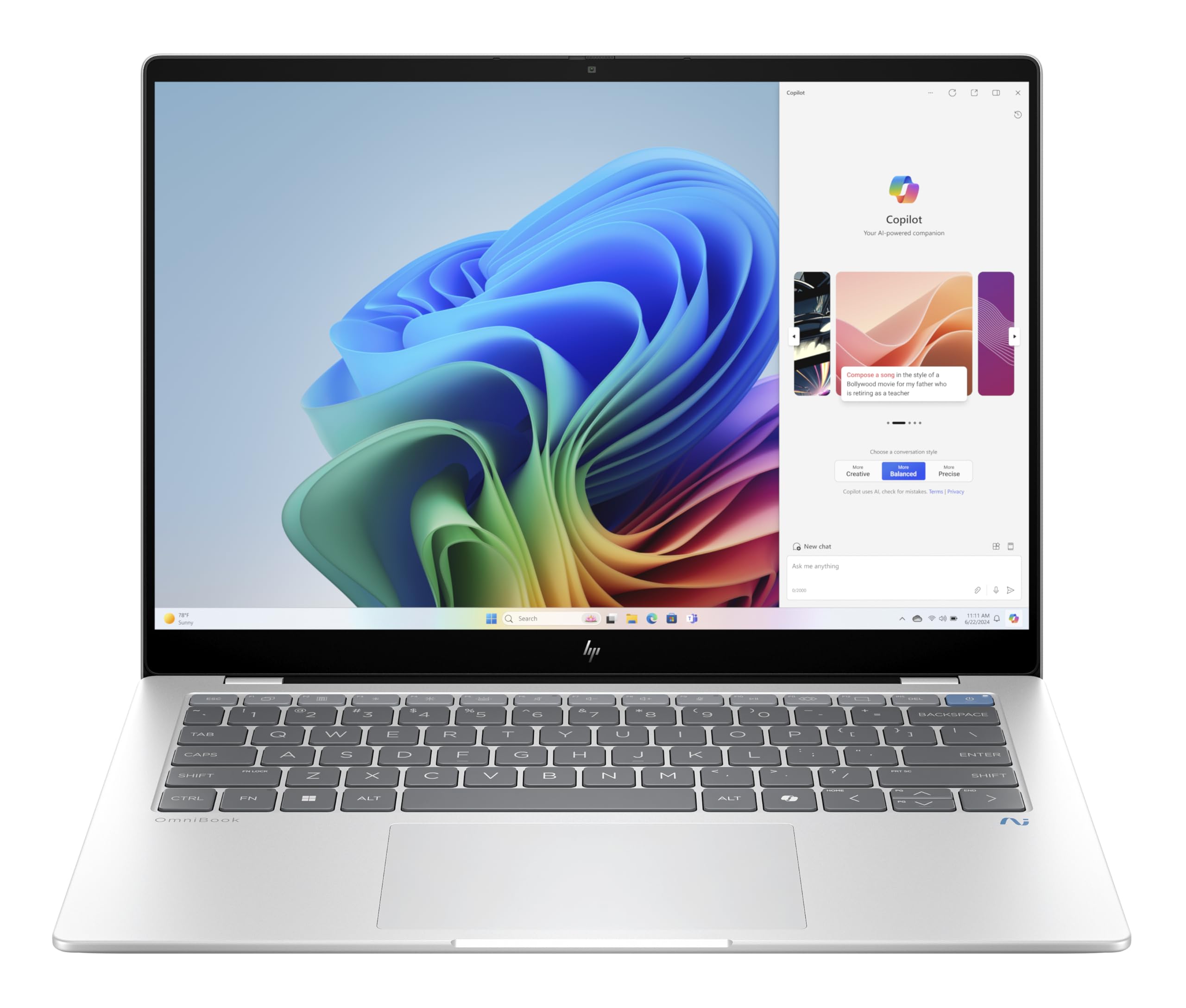 HP OmniBook X 14 inch Next Gen AI Copilot+ Laptop, Snapdragon X Plus X1P-42-100, 16GB RAM, 512GB SSD, Adreno GPU, AI Engine w/Dedicated NPU (45TOPS), 2.2K Display, Win 11 Home (14-fe1006ca)