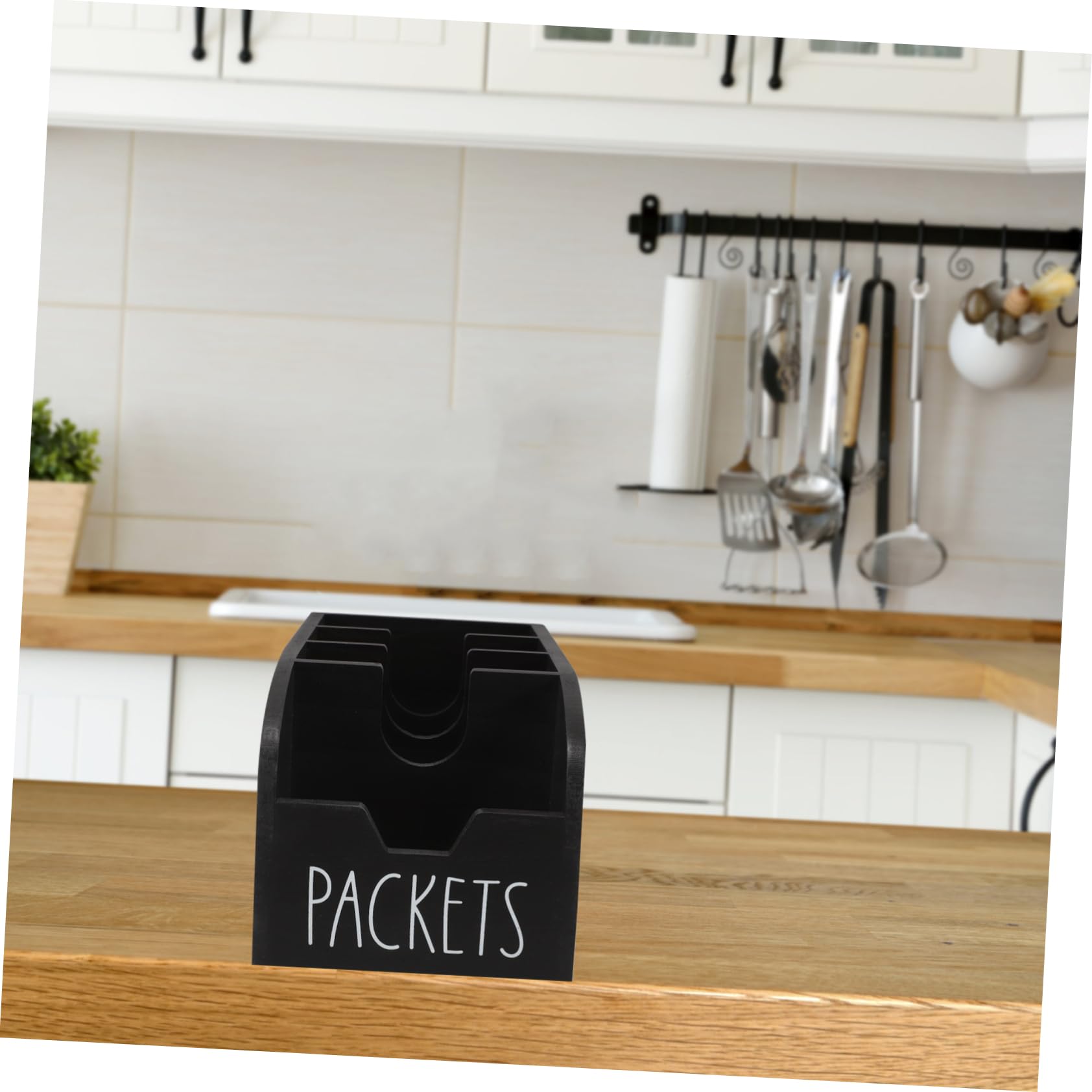 Holz Tee Organizer und Aufbewahrung für Teebeutel Schwarz | Snacks, Gewürztüten und Zuckerbeutel, für Speisekammer und Schrank, Platzsparend und Stabil
