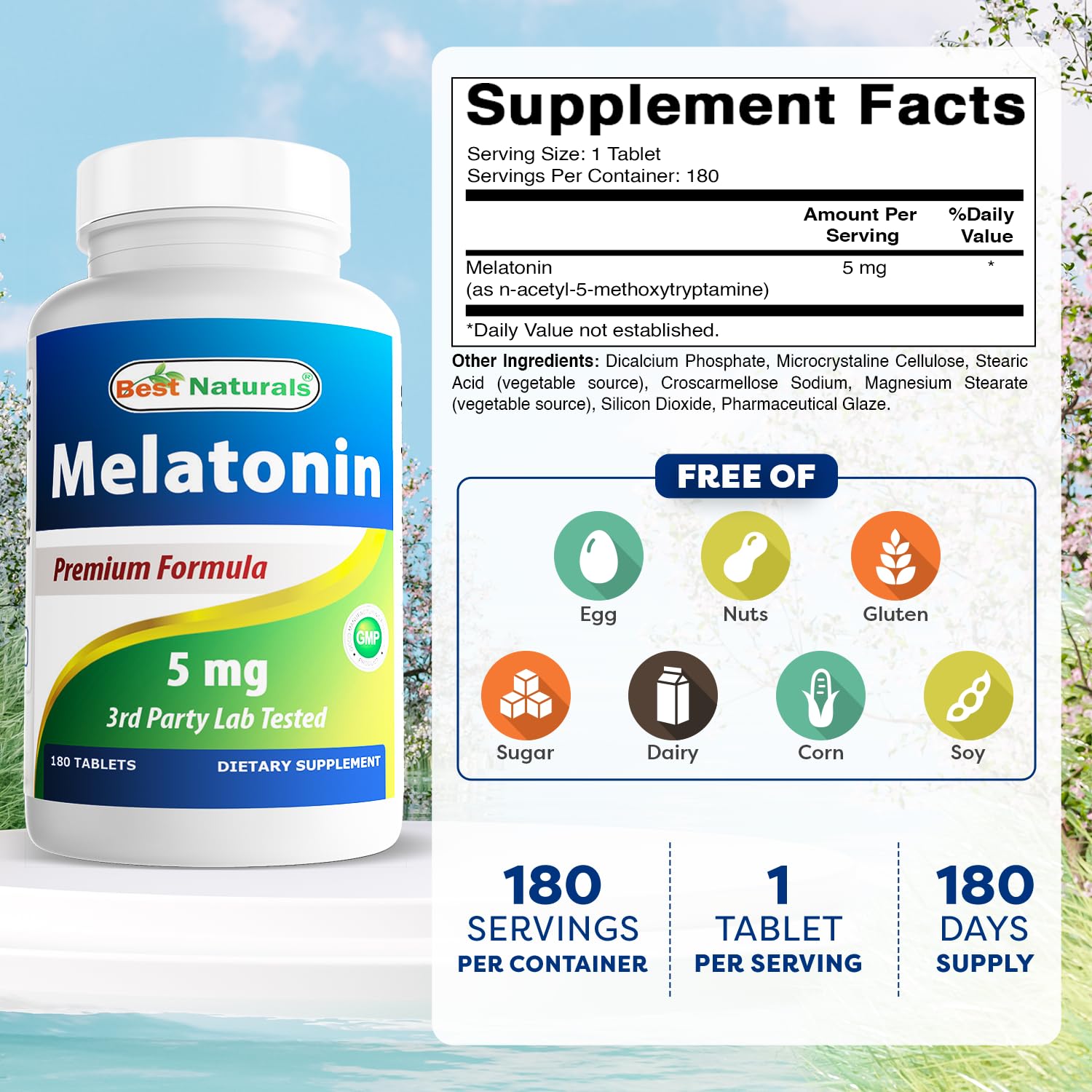 Best Naturals Melatonin 5 mg 180 Tablets — Amazon image 2