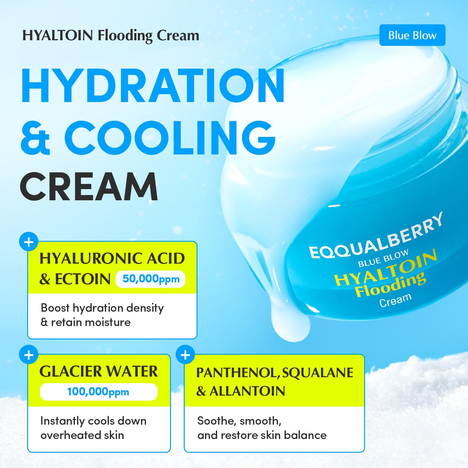 EQQUALBERRY Hyaltoin Flooding Cream Hyaluronic Acid Gel Moisturizer