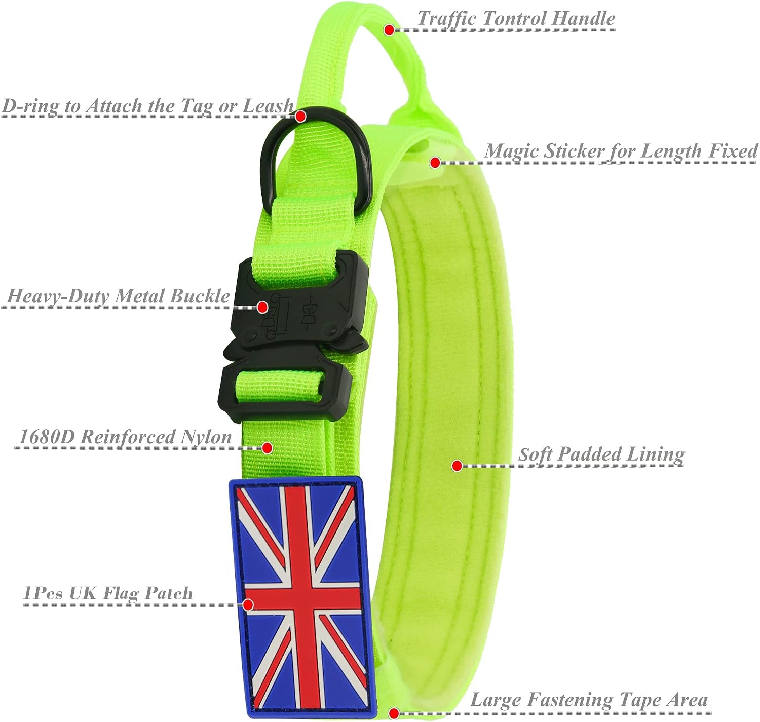 YoothBro Tactical Dog Collar with UK Flag Patch - Image 4