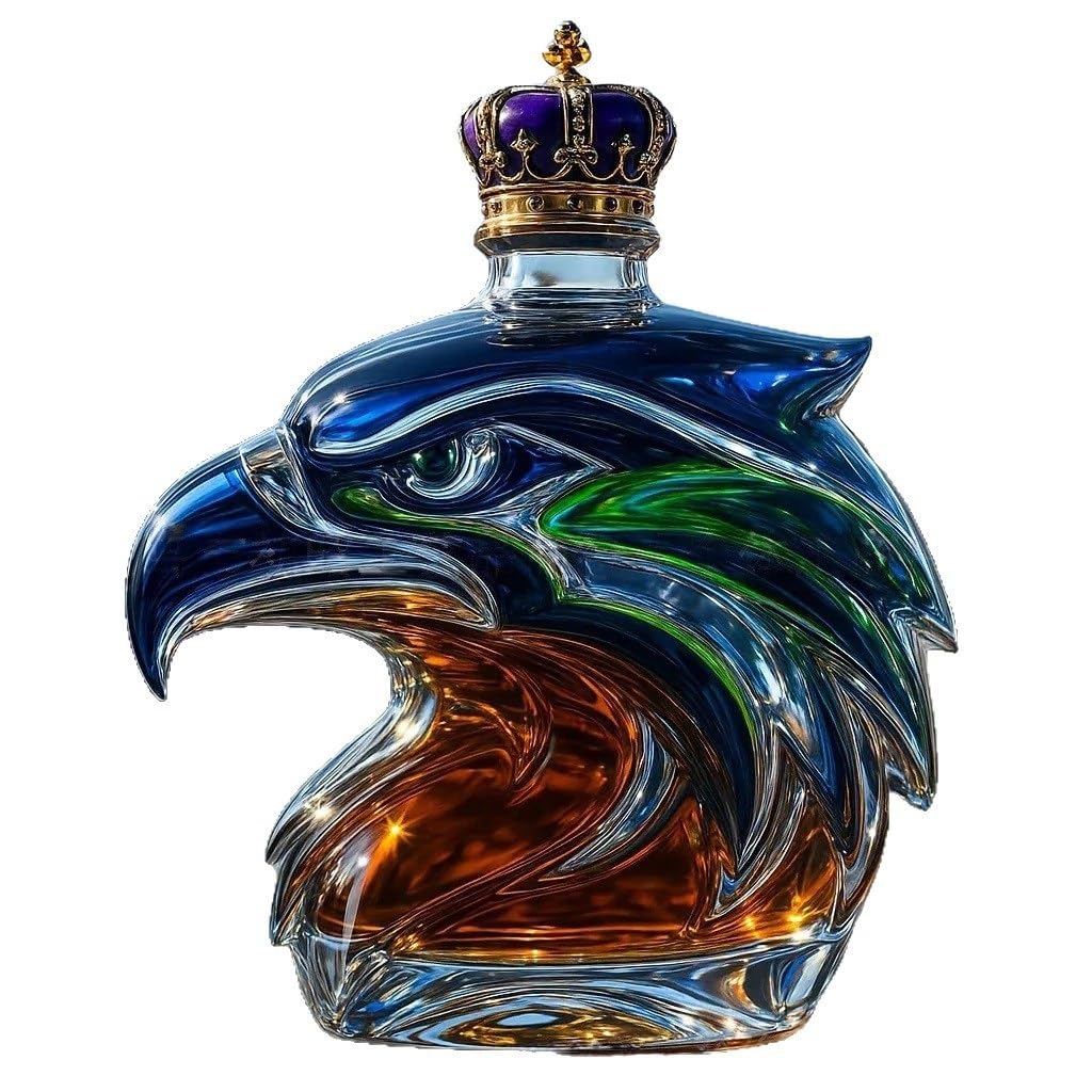 Coffret cadeau unique Bourbon et Scotch | Carafe à whisky Eagle Head en verre 3D