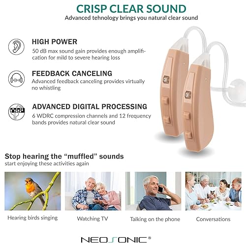 Miniatura 4 de Audífonos de venta libre para ayudar a la audición de adultos y personas mayores con pérdida auditiva leve a severa, audífonos recargables con