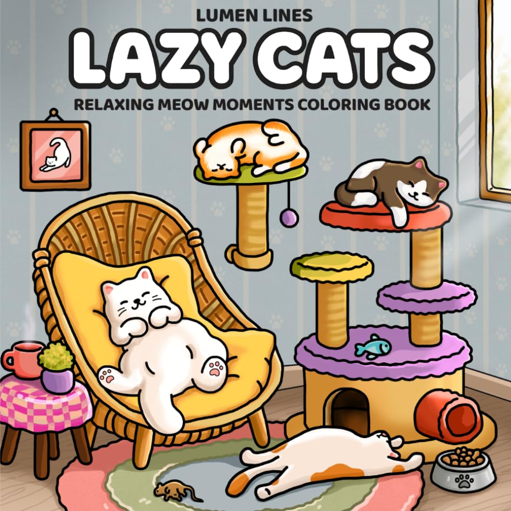 Lazy Cats: Relaxing Meow Moments Coloring Book for Adults and Teens (Cozy Moments Coloring)