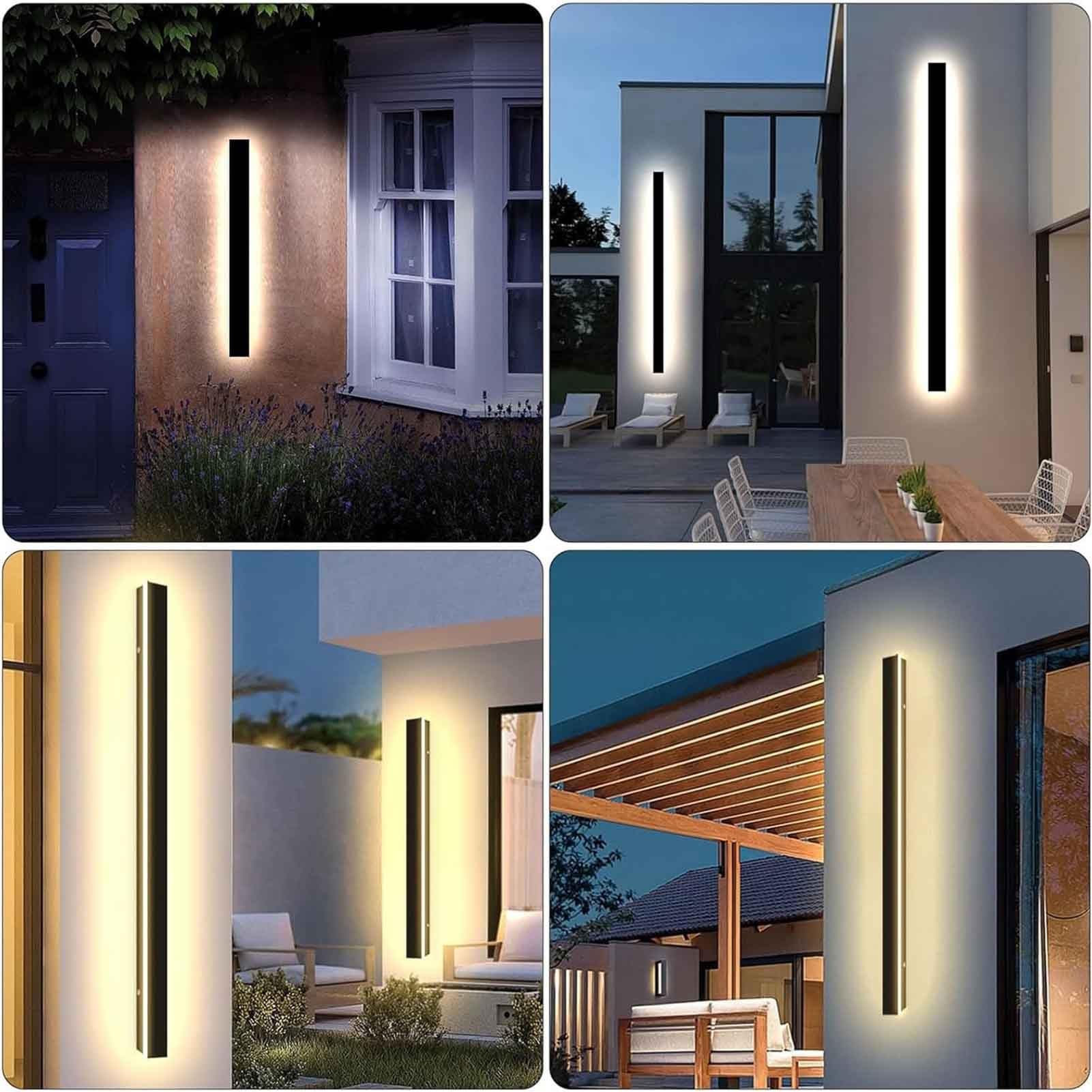 Focos Led Exterior - Aplique De Pared LED Largo, Iluminación De Pared De Tira Lineal 3000-6000K, Aplique Decorativo Resistente Al Agua IP65, Aplique De Pared Exterior De Acrílico Antioxidante(Neutral