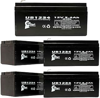 5 Pack Replacement for APC Back-UPS 350 BE350S Battery - Replacement UB1234 Universal Sealed Lead Acid Battery (12V, 3.4Ah, 3400mAh, F1 Terminal, AGM, SLA) - Includes Two F1 to F2 Terminal Adapters