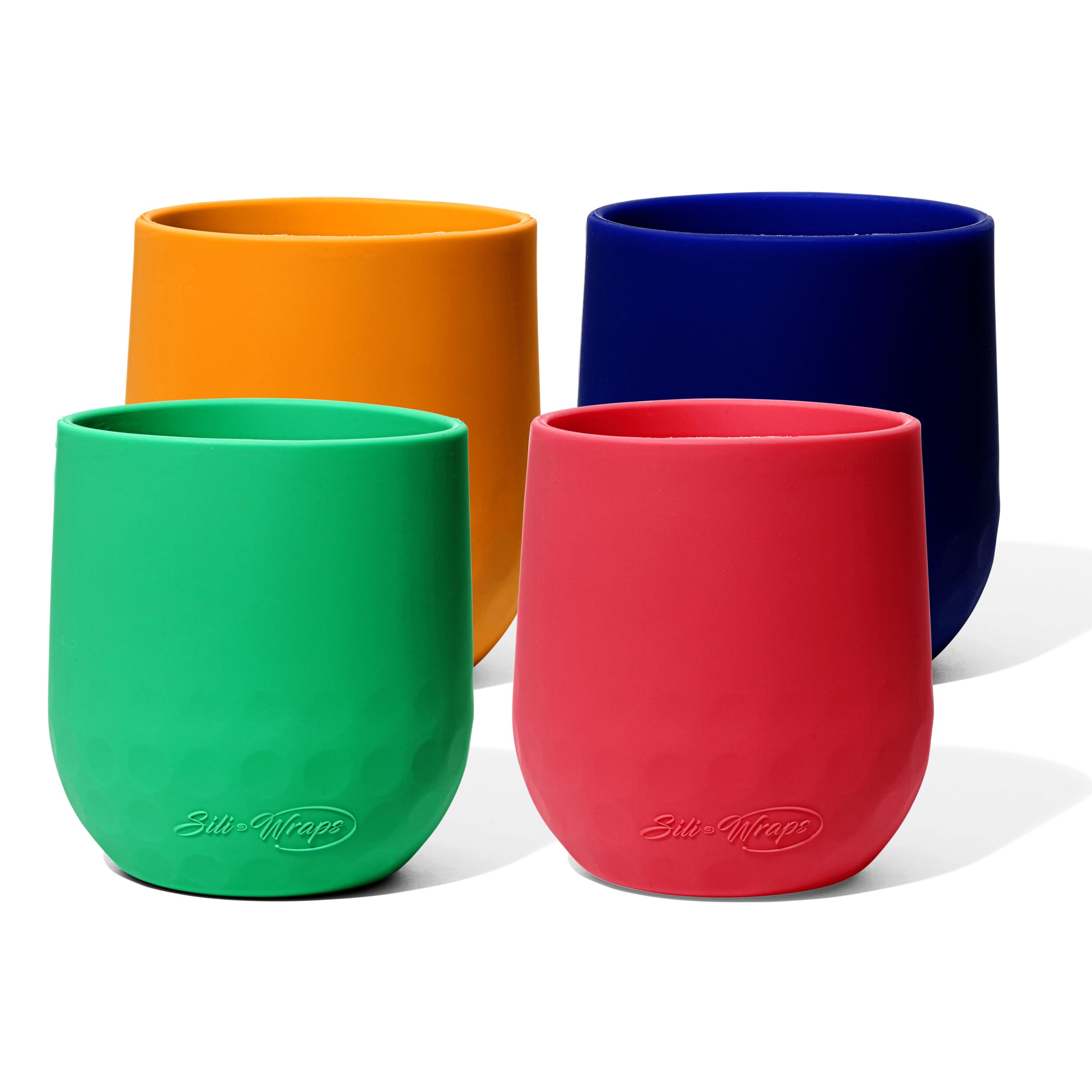 Copas de vino de silicona irrompibles, juego de 4, sin BPA, espirales (Tucan)