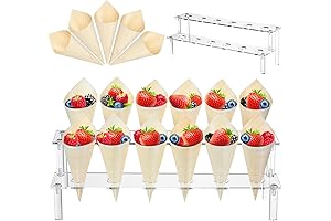 Classy 100 Premium Disposable Clear Acrylic Charcuterie Cones Holder Stand