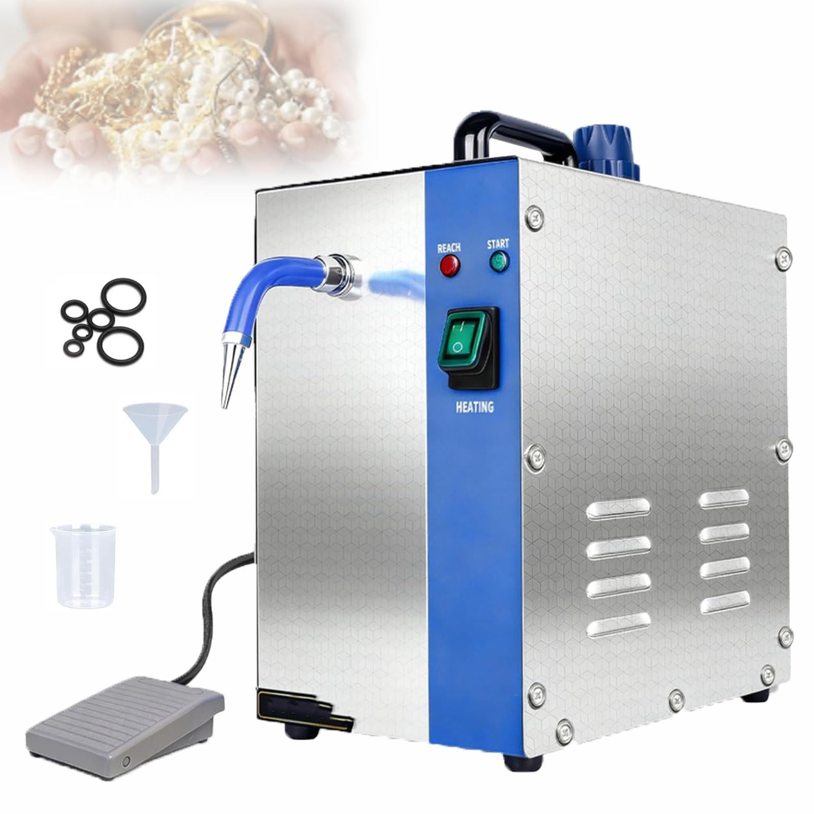 Profesjonalna Myjka Parowa Do Biżuterii 1300W, 2L, Ciśnienie Pary 4kg, Temperatura 135°C, Urządzenie Ze Stali Nierdzewnej Do Sklepów Jubilerskich, Domowych Pracowni Blue