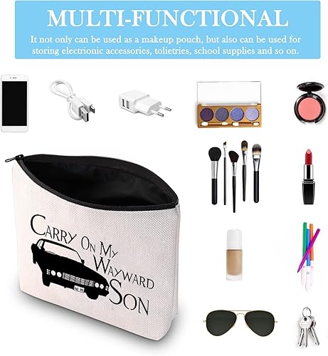 Miniatura 10 de Bolsa de maquillaje inspirada en programas de televisión Carry On My Wayward Hijo, para fanáticos y amigos, regalo, Carry On Negro