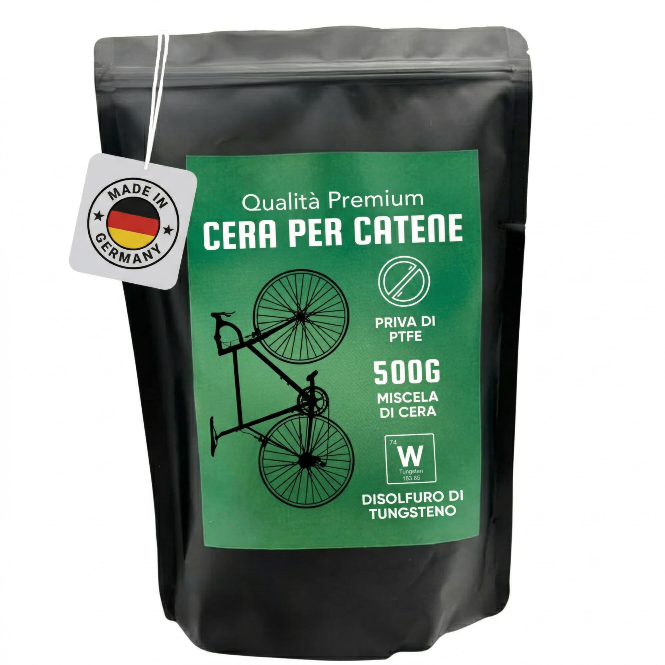24SENDIT Cera per catene da bicicletta - 500g di cera calda per catene premium dalla Germania – per bici da corsa, gravel, MTB ed e-bike - facile da usare, senza PTFE