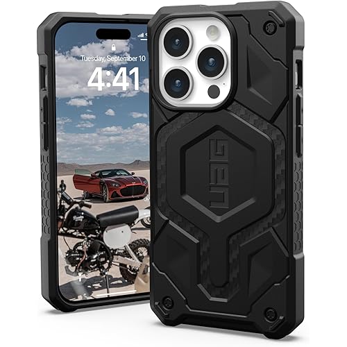 URBAN ARMOR GEAR UAG Compatible with iPhone 15 Pro Case 6.1" Monarch Pro Carbon Fiber Built-in Magnet Compatible with MagSafe Charging Premium Rugged MIL-STD Dropproof Protective Cover