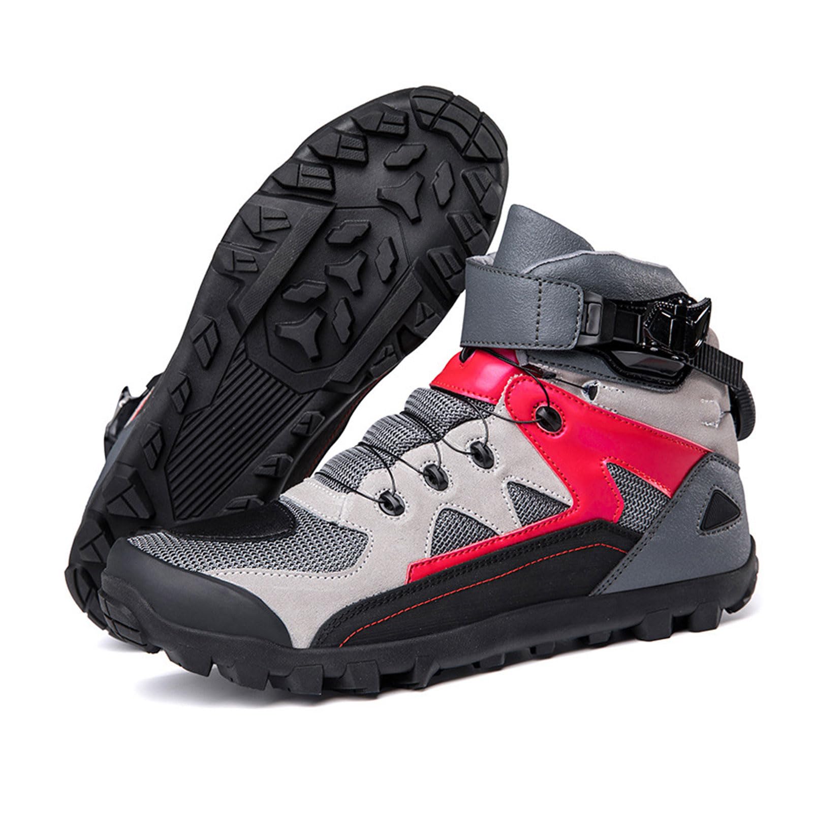 Moto Zapatos de Moto para Hombre,Zapatillas de Moto,Zapatillas de Motocross,Zapatillas de Motocicleta Antideslizantes,Respirable,Suelas de Goma,Protección Tobillo y talón.