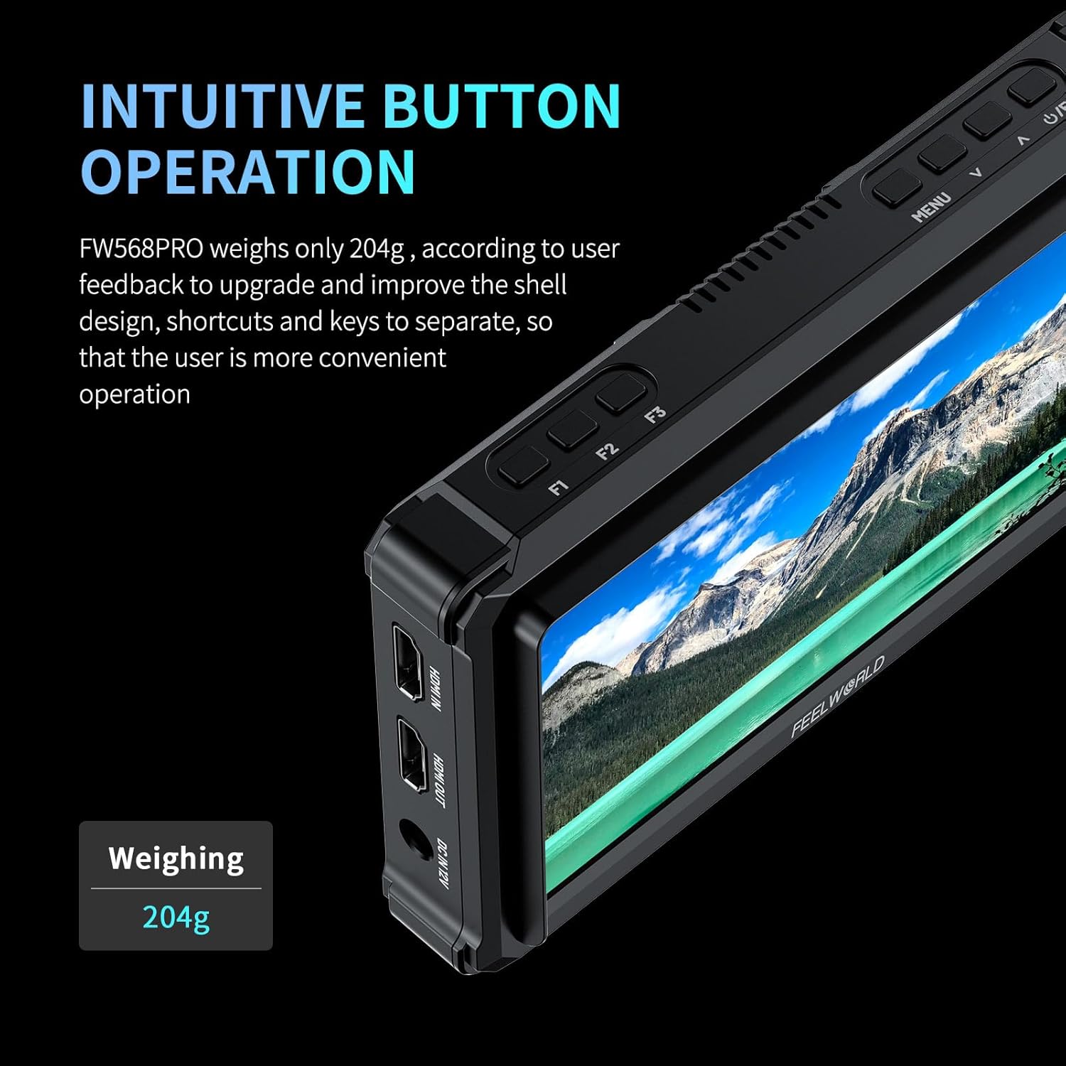 FEELWORLD 6 Inch DSLR Camera Field Monitor,1200nit High Bright 4K HDMI On Camera Monitor, 3D Lut 1920X1080 HD Focus Peaking Assist Full Waveform Video Field Monitor FW568PRO