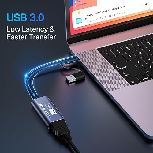 Miniatura 4 de Tarjeta de captura HDMI 4K, tarjeta de captura ACASIS USB 3.0 HDMI a USB-AC 1080P 60FPS, tarjeta de captura de video de juegos para transmisión en