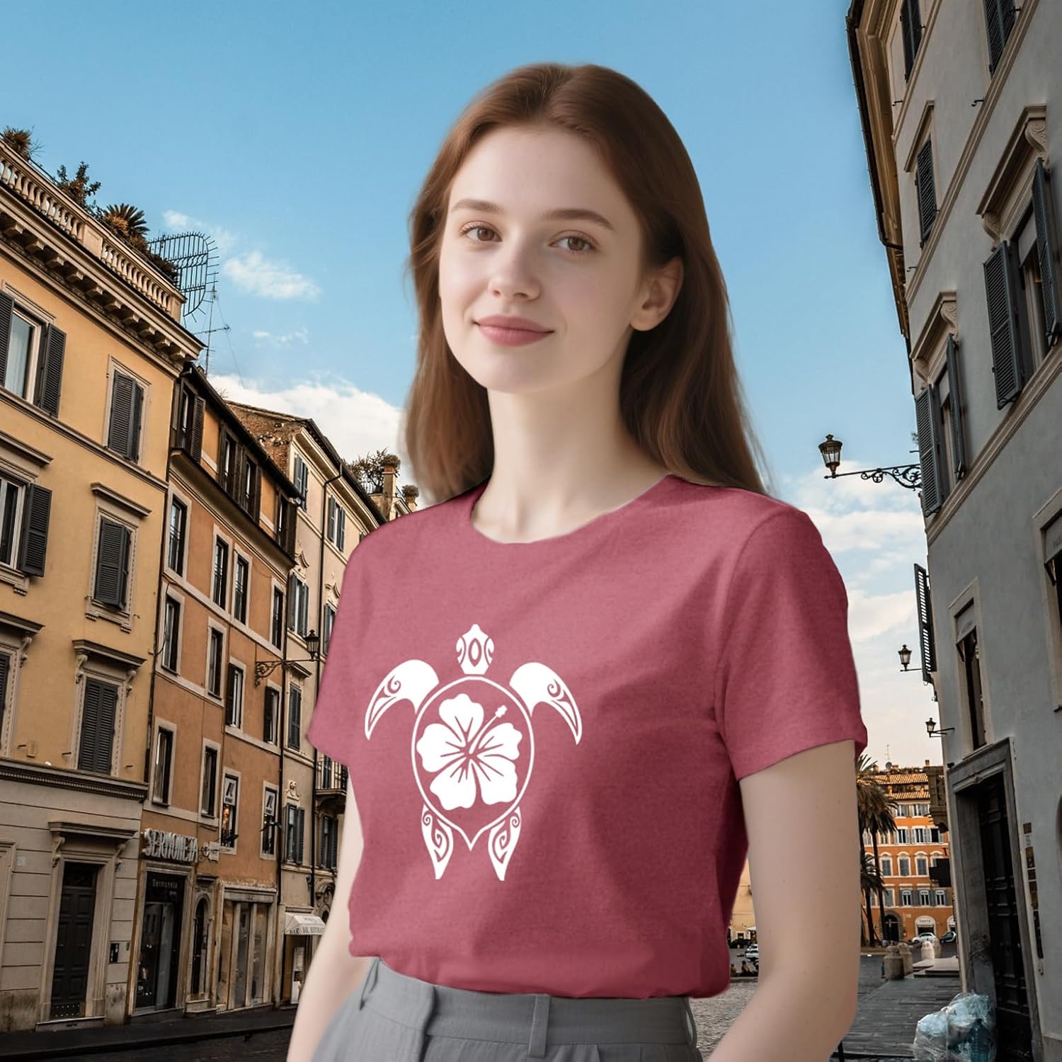 Sea Turtle Shirts for Women Hawaiian Turtles T-Shirt Beach Vacation Tee Tops - Image 3