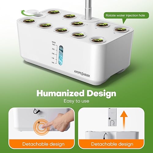 Miniatura 22 de Ahopegarden Sistema de cultivo hidropónico de jardín interior: 12 cápsulas Kit de germinación de plantas Kit de jardín de hierbas Lámpara de Blanco
