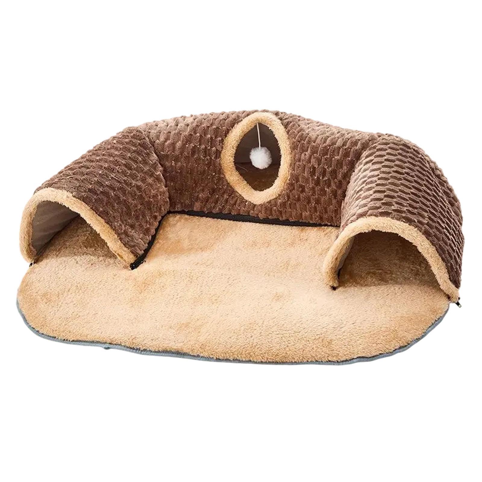 Tunnel Fonctionnel pour Chat, Cachette et pour Petits Animaux, Brown L