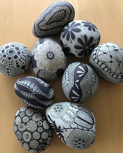 Miniatura 7 de Arhomet Marcadores de pintura acrílica negra, paquete de 6 rotuladores acrílicos de doble cara a base de agua para piedra, vidrio, cerámica, huevo