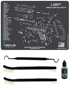 EDOG USA Compatible for Heckler & Koch USP - 5 PC Cerus Gear Schematic (Exploded View) Pistol Cleaning Gun-Work Surface Protector Mat Solvent & Oil Resistant & 3 PC Cleaning Essentials & Clenzoil