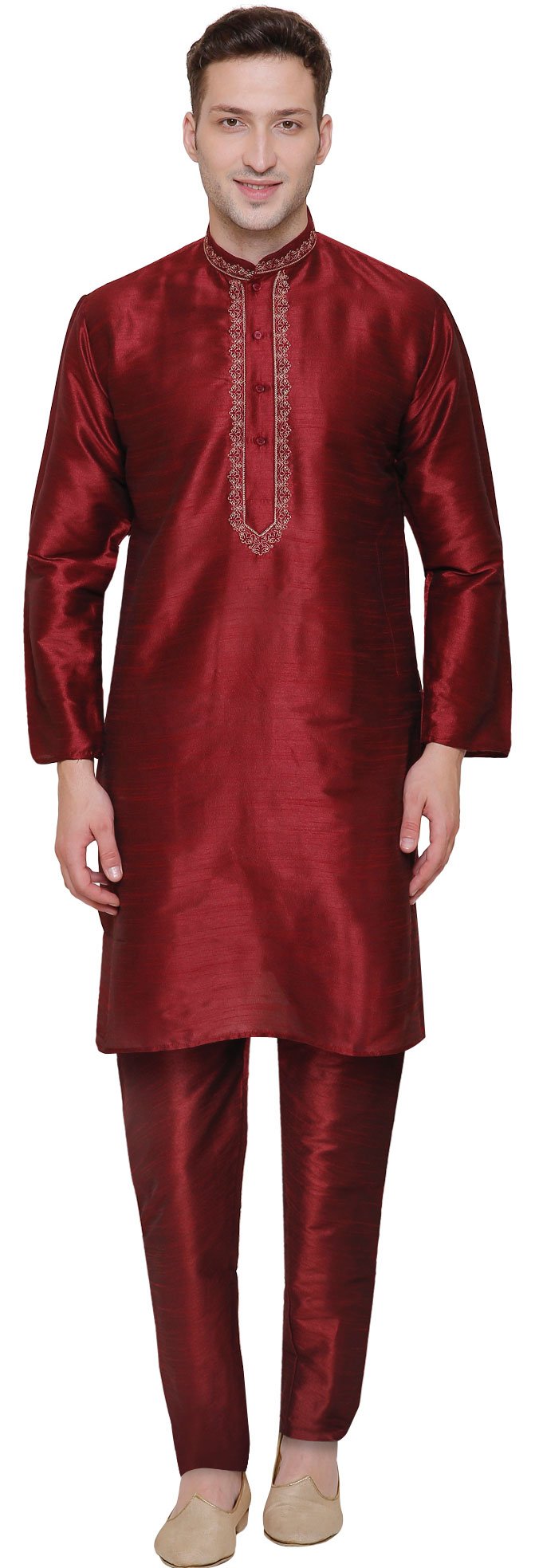 Maple ClothingKurta Pajama Set Men's Indian Ethnic Wedding Party Dress Art Silk