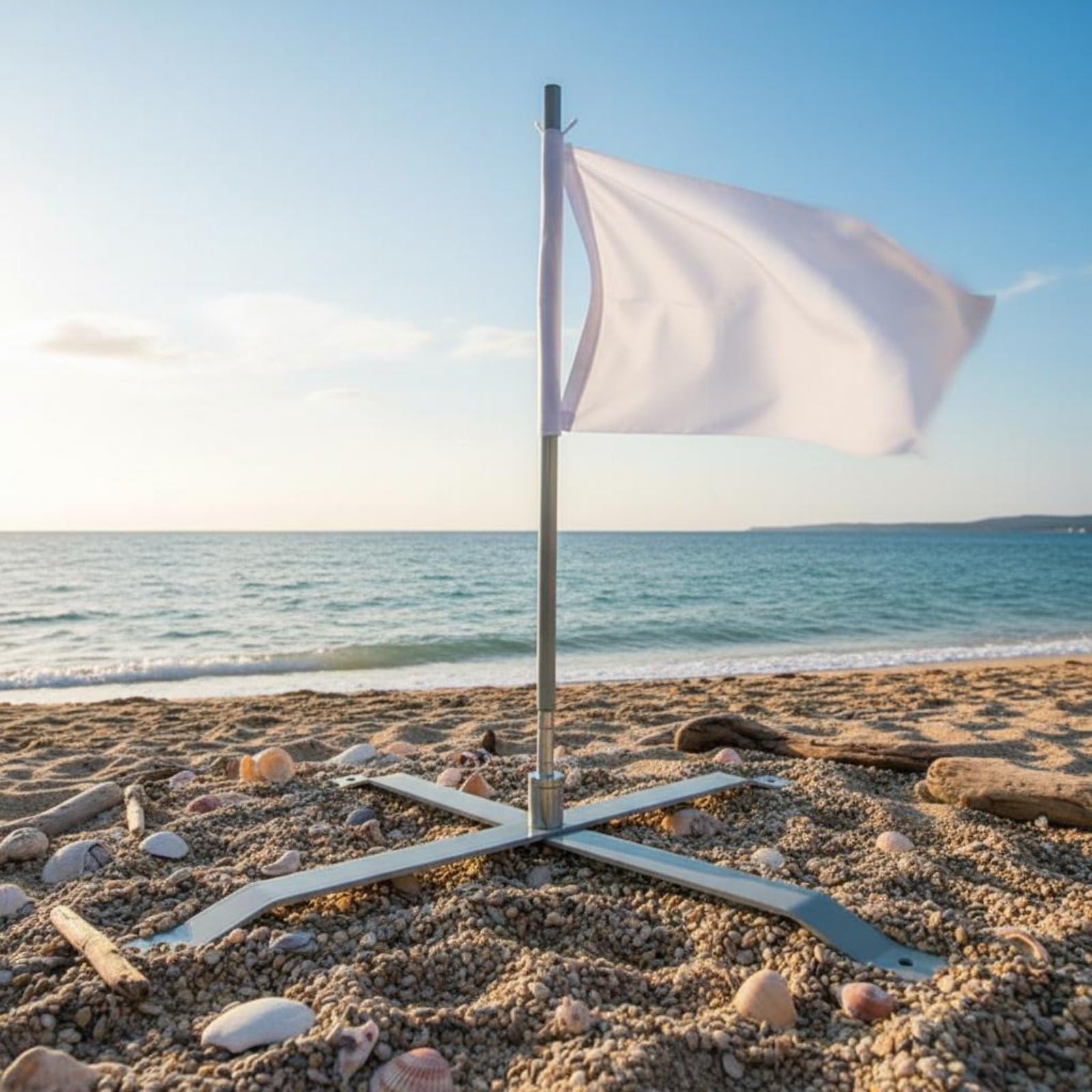 Colcolo Pole Support de Drapeau Publicitaire Base Croix Support Mât Socle Métal Stabilité Renforcée Quatre Bras Adapté aux Vitrines Commerciales Seuils Extérieurs