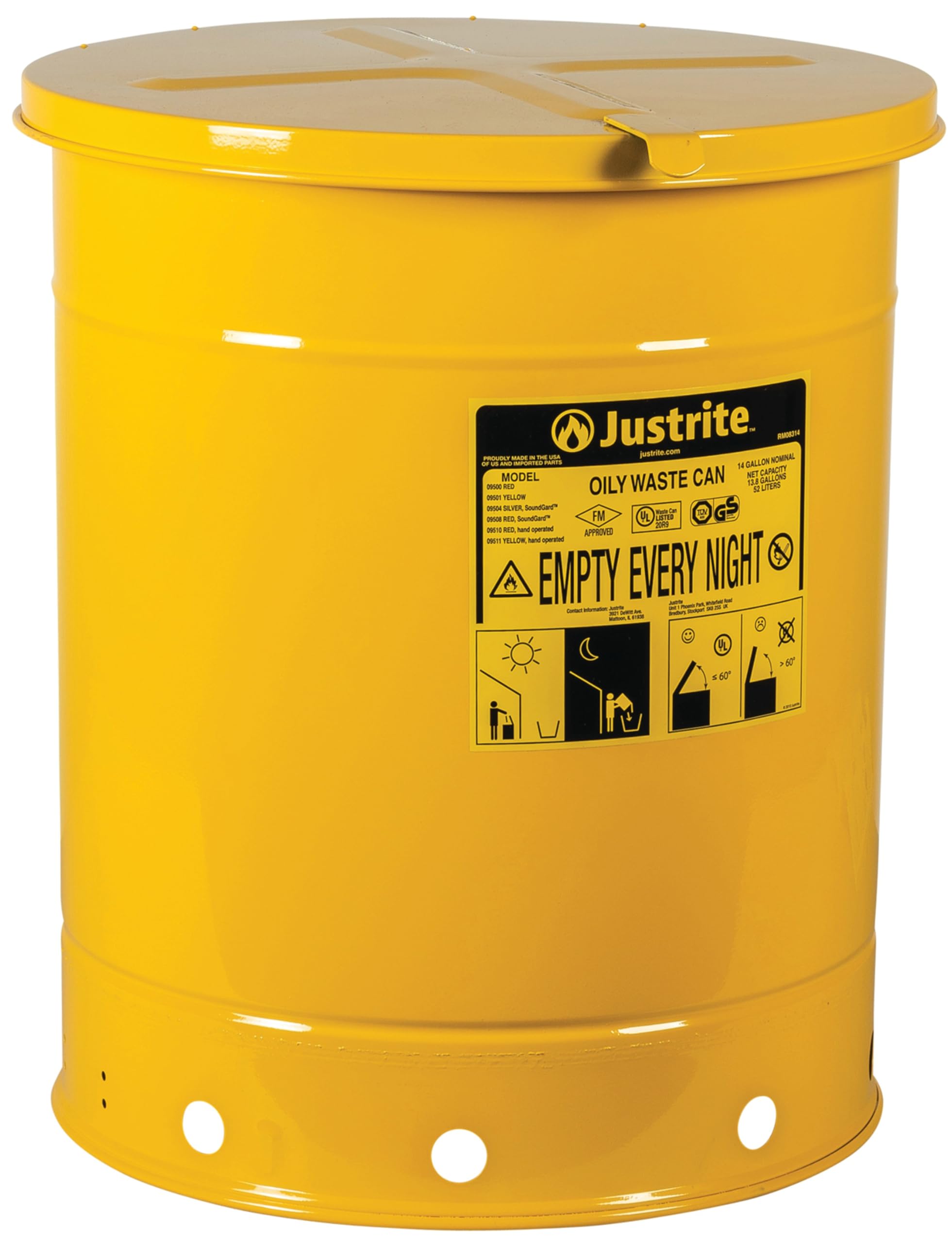Justrite 6 Gallon Galvanized Steel Oily Waste Can — Amazon image 29