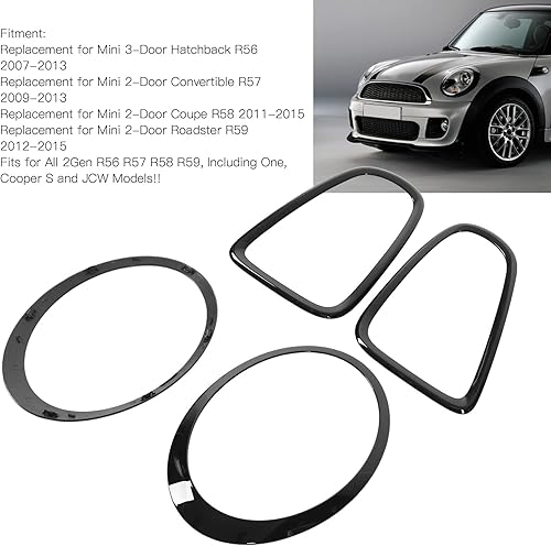 Miniatura 3 de Kit de molduras envolventes para faros delanteros, cubierta de bisel de faros delanteros, fácil instalación, moldura de protección de luz trasera