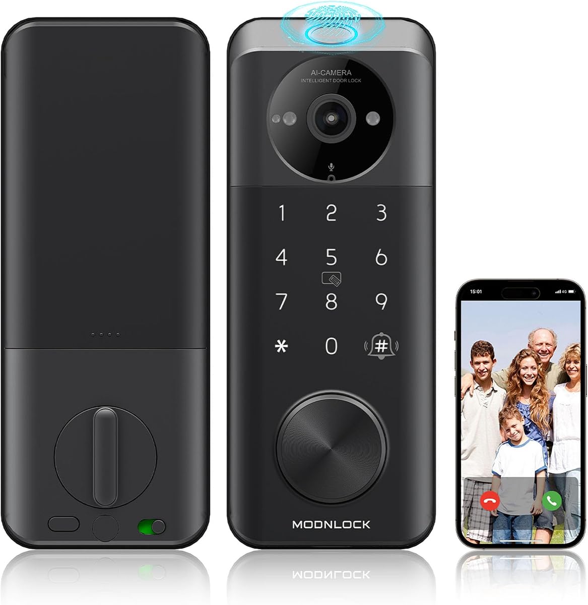 Smart Lock with Camera Keyless Entry Door Lock 2K Video WiFi Deadbolt Fingerprint Keypad App Remote Control Compatible with Alexa&Google Assistant for Rental Property Backup Key Easy Install