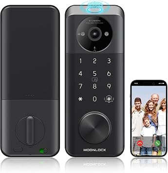 Smart Lock with Camera Keyless Entry Door Lock 2K Video WiFi Deadbolt Fingerprint Keypad App Remote Control Compatible with Alexa&Google Assistant for Rental Property Backup Key Easy Install
