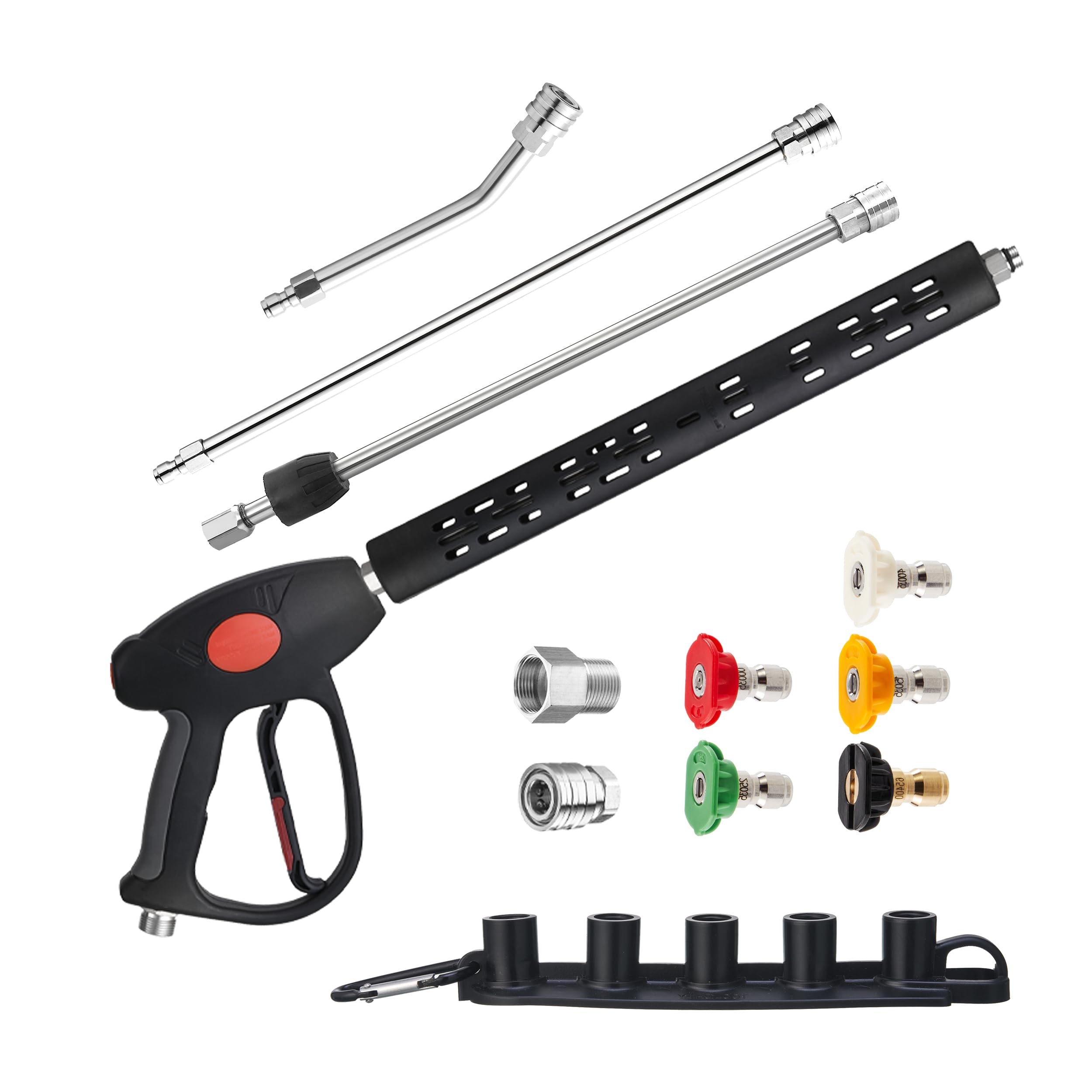 M MINGLE Pistola idropulitrice ad alta pressione, bacchette di estensione e asta curva a 30 gradi per aree difficili da raggiungere, raccordo M22 15 mm o M22 14 mm, 5 punte ugello, 4000 PSI