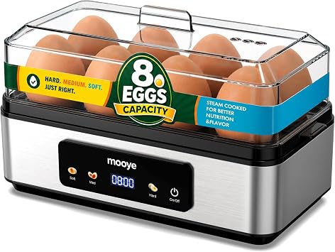 Rapid Egg Cooker for Hard Boiled Eggs, Electric Egg Steamer 3 IN 1 Soft Medium Hard Boiled, Egg Maker with Auto Shut-Off, Egg Boiler for Kitchen Breakfast & Fitness, BPA-Free, Holds 8 Eggs